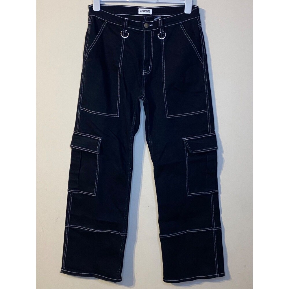Aphrodite Hot Topic Emo Grunge Punk Rock Black Cargo D-Rings Jeans Size 11